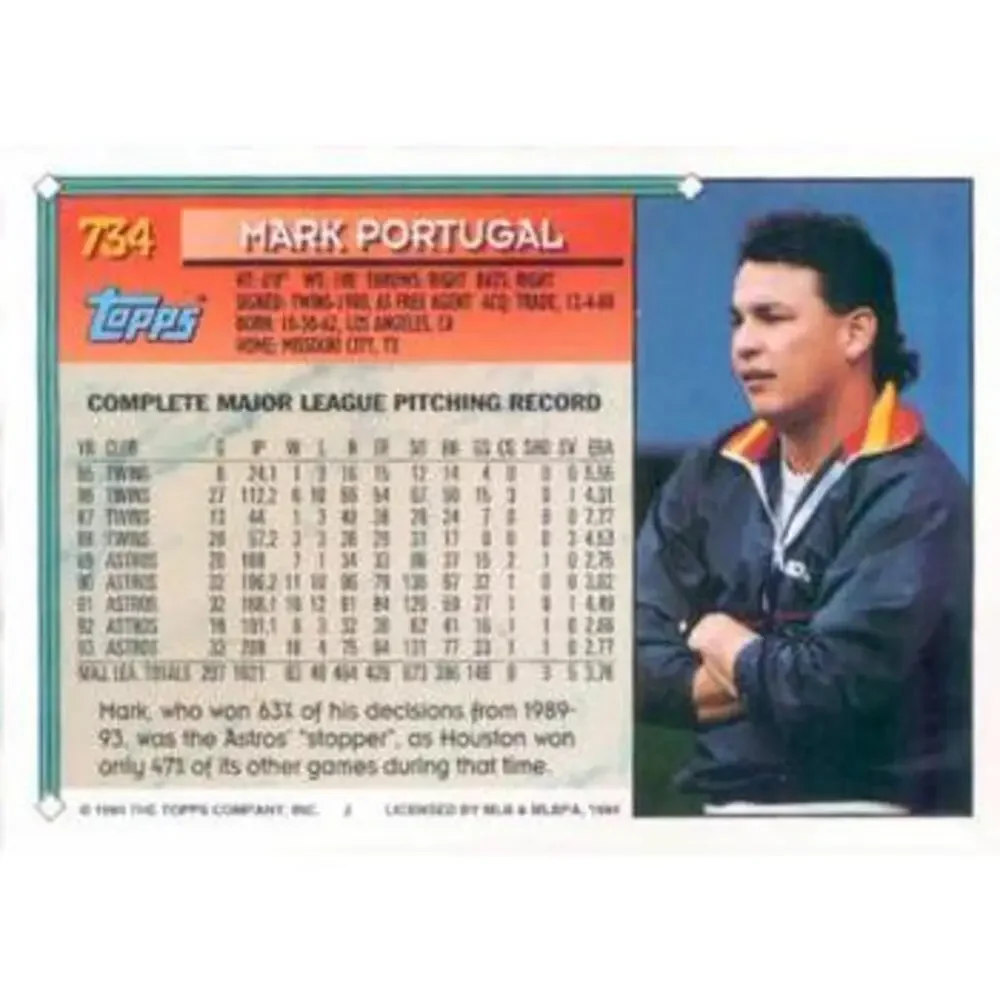 1994 Topps Mark Portugal # 734 Houston Astros